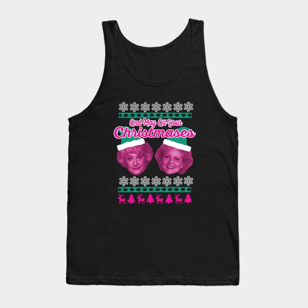 Golden Christmas Bea White Tank Top by PeakedNThe90s